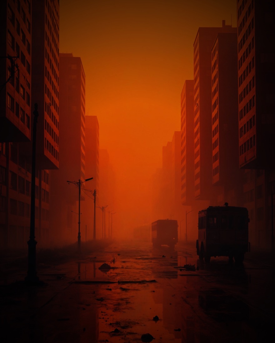 The same street with the figure erased