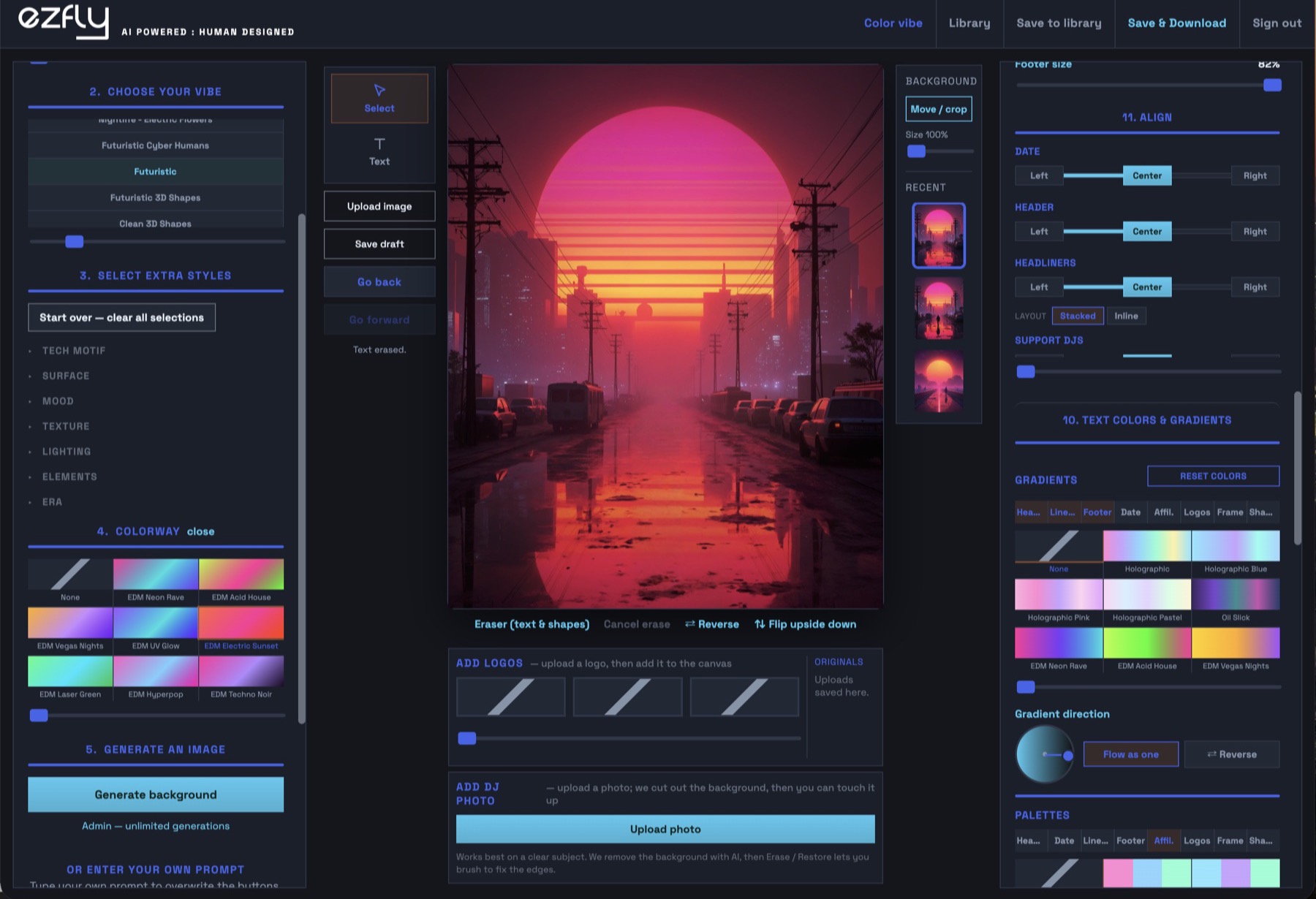 The ezfly editor in a cobalt workspace theme