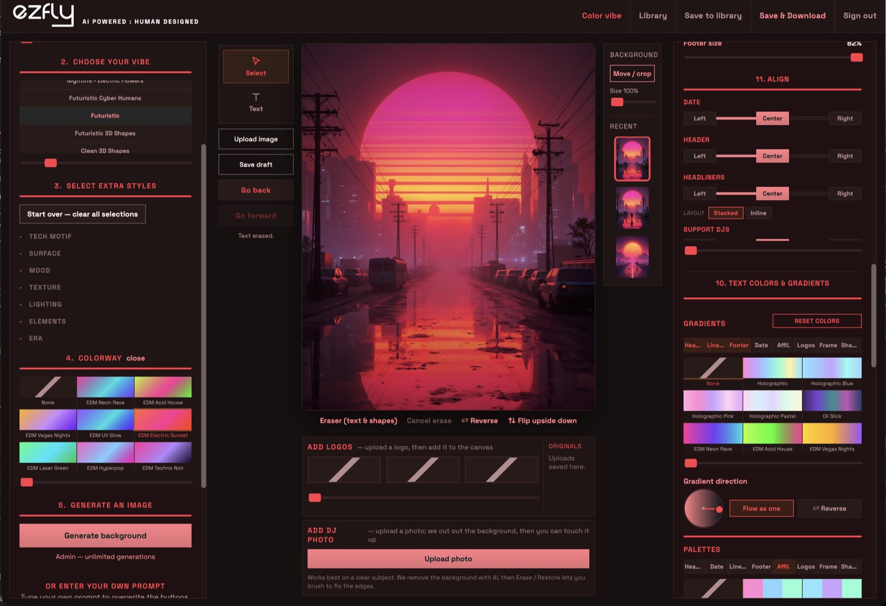 The ezfly editor in a coral workspace theme