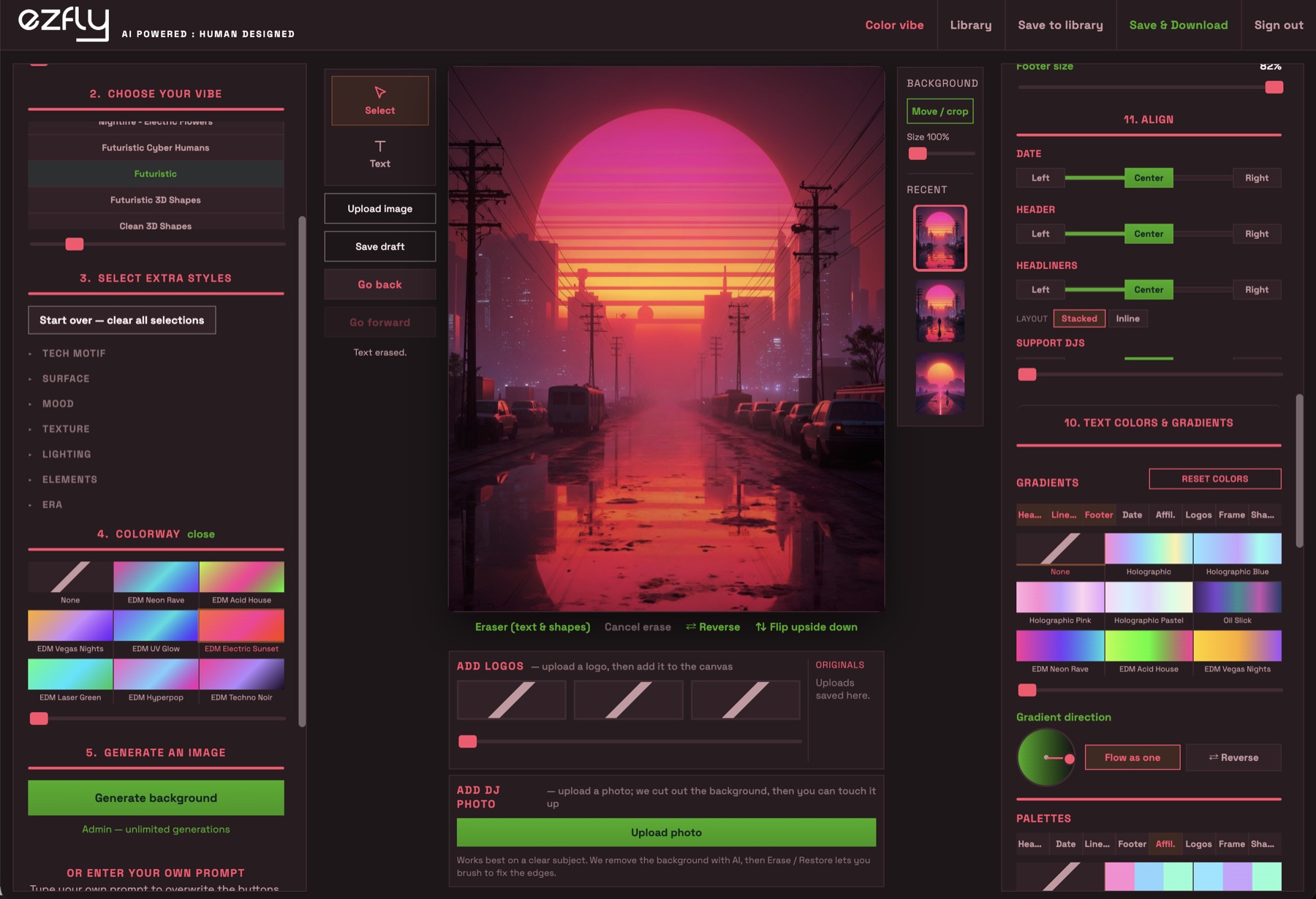 The ezfly editor in a crimson workspace theme