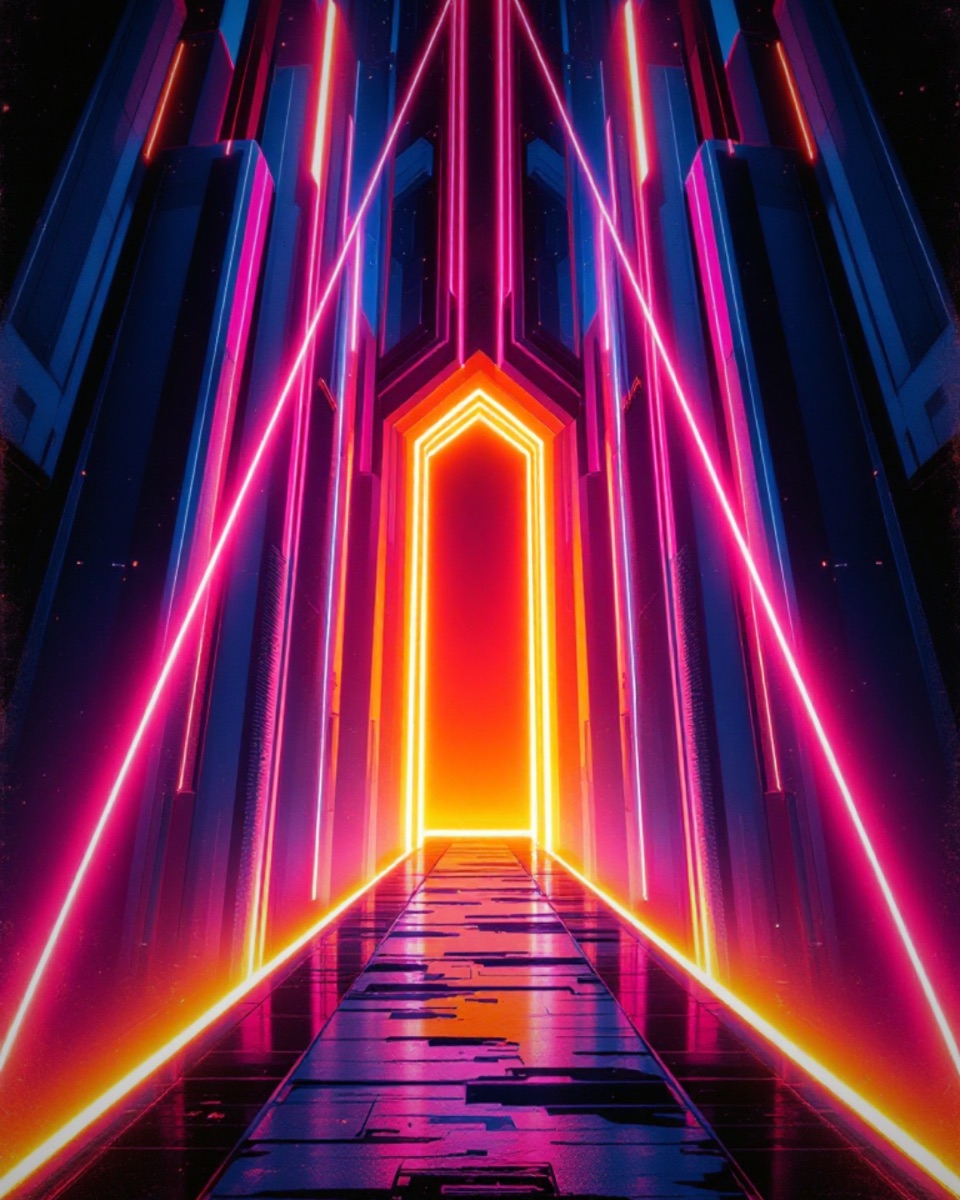 Neon corridor EDM background generated by ezfly