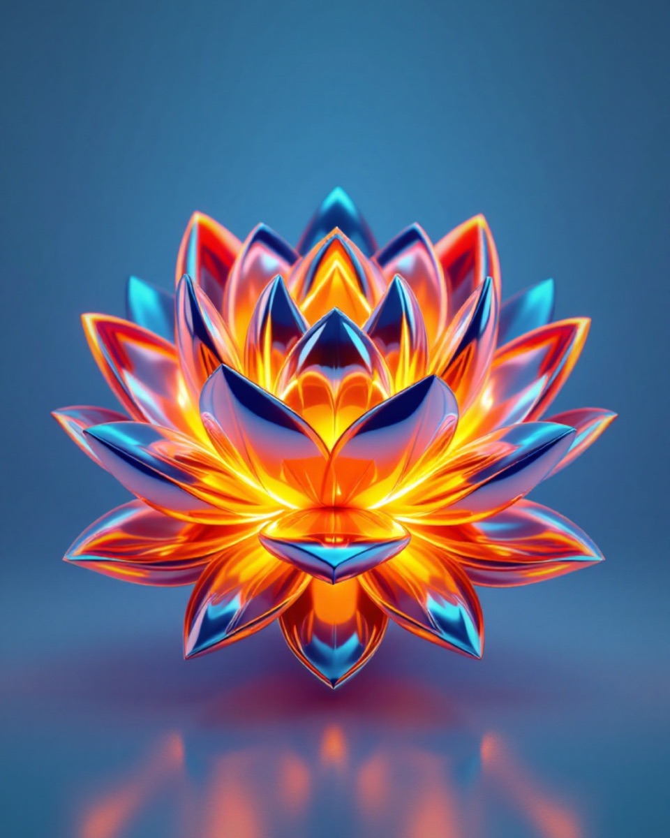 Chrome and amber lotus background generated by ezfly